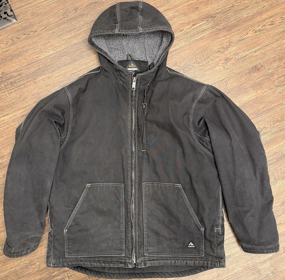 Ridgecut Maxrange Duck Jacket Mens XL Black Hooded Sherpa-Lined Zip Up Faded Blk